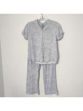 Jane and Bleecker Paisley Pajama Set XS Blue White Button Front Sleepwear